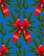 Vibrant Red Bow Festive Greenery Rug