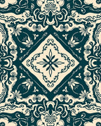 Ornate Floral Damask Scroll Rug
