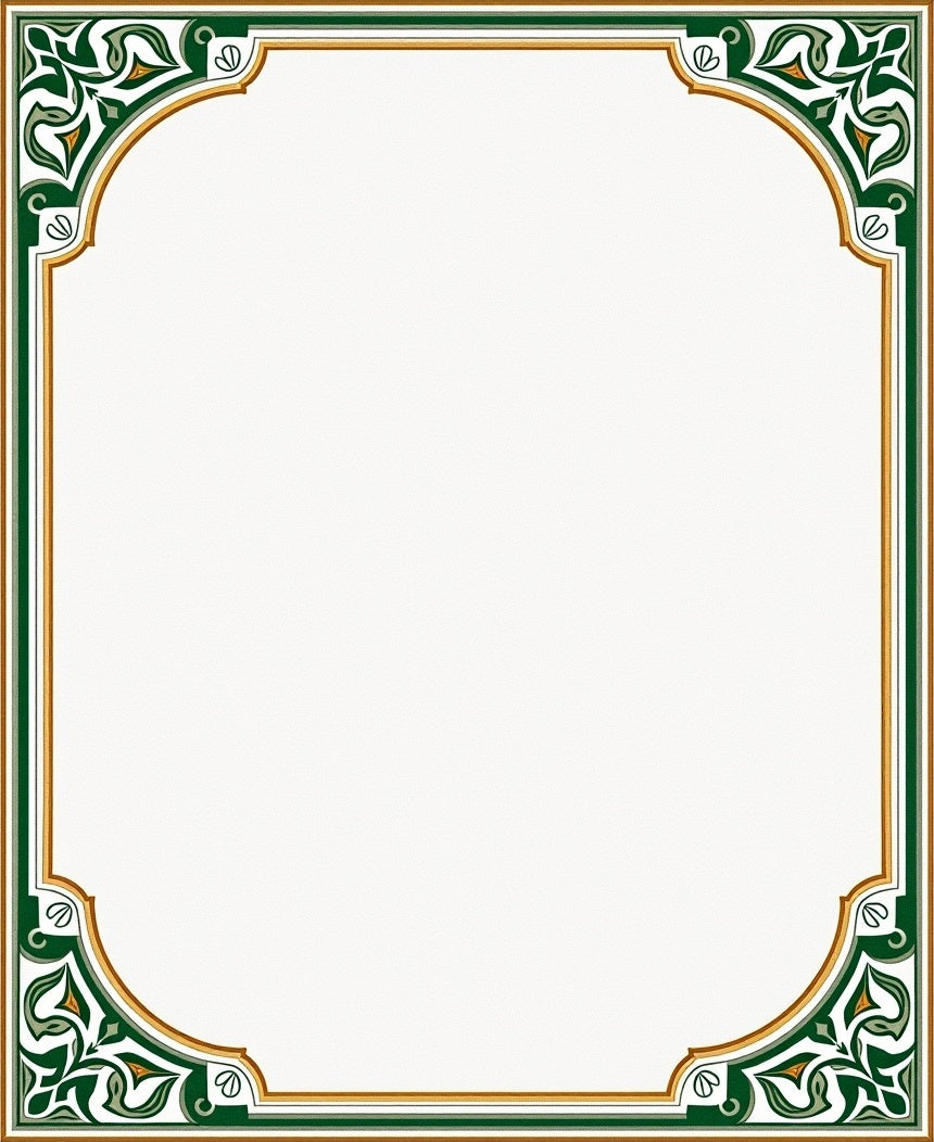 Emerald and Gold Floral Corner Accents Rug