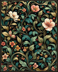 Dark Floral vines Inspired Pattern Rug