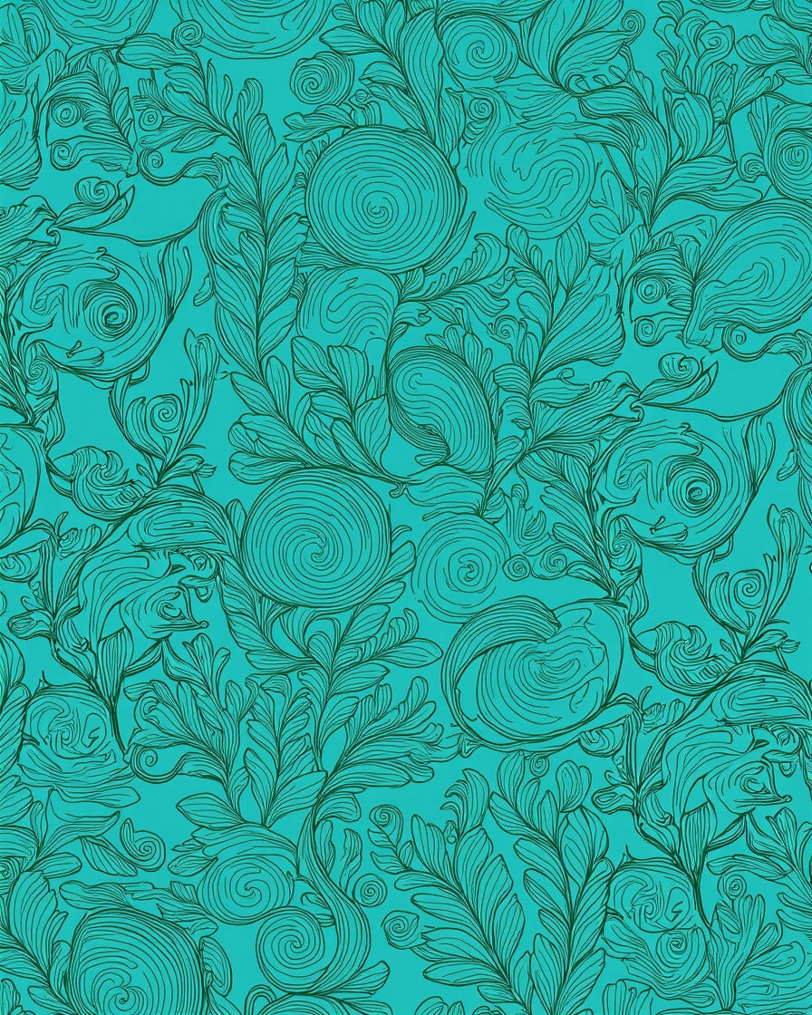 Aqua Marine Floral Swirl Pattern Rug