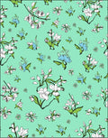 Floral Whimsical Birds On Teal Design Rug