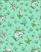 Floral Whimsical Birds On Teal Design Rug
