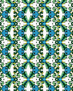 Bold Blue Green Abstract Tile Rug