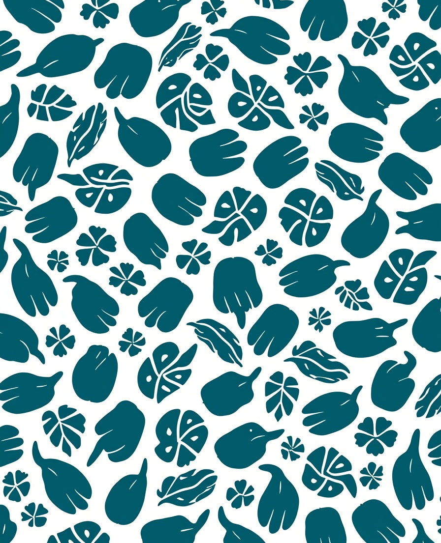Teal Abstract Nature Pattern Rug