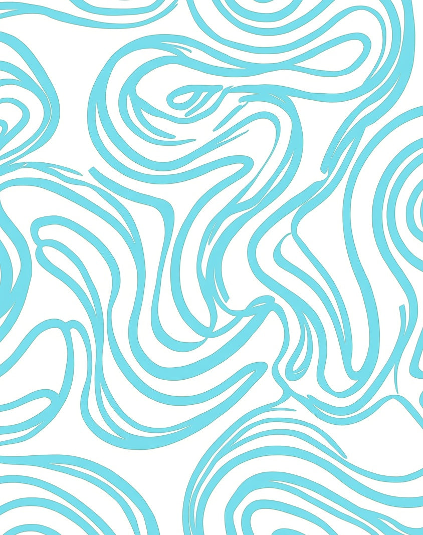 Curvy Blue Line Abstract Design Rug