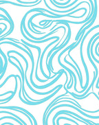 Curvy Blue Line Abstract Design Rug