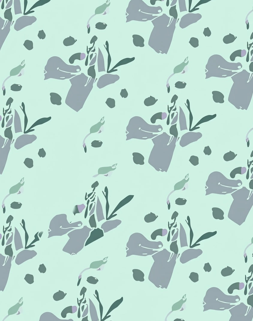 Abstract Floral Print With Sage Tones Rug