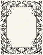 Ornate Floral Scrollwork Border Design Rug