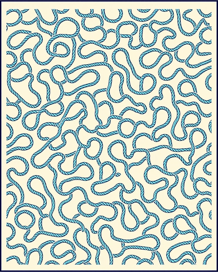 Abstract Blue Rope Patterned Rug