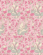 Whimsical Pink Floral Vine Pattern Rug