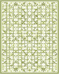 Green Leaf Floral Grid Pattern Rug