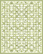 Green Leaf Floral Grid Pattern Rug