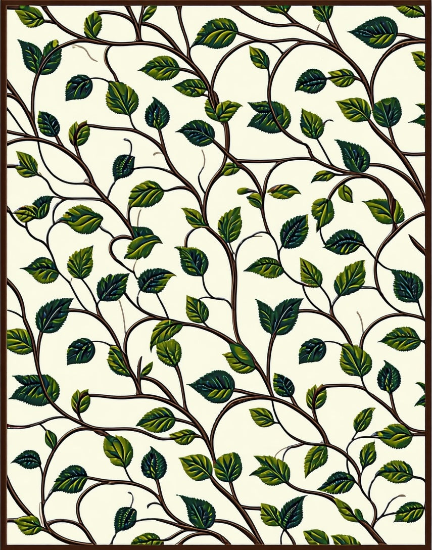 Botanical Vines And Leaves Pattern Rug