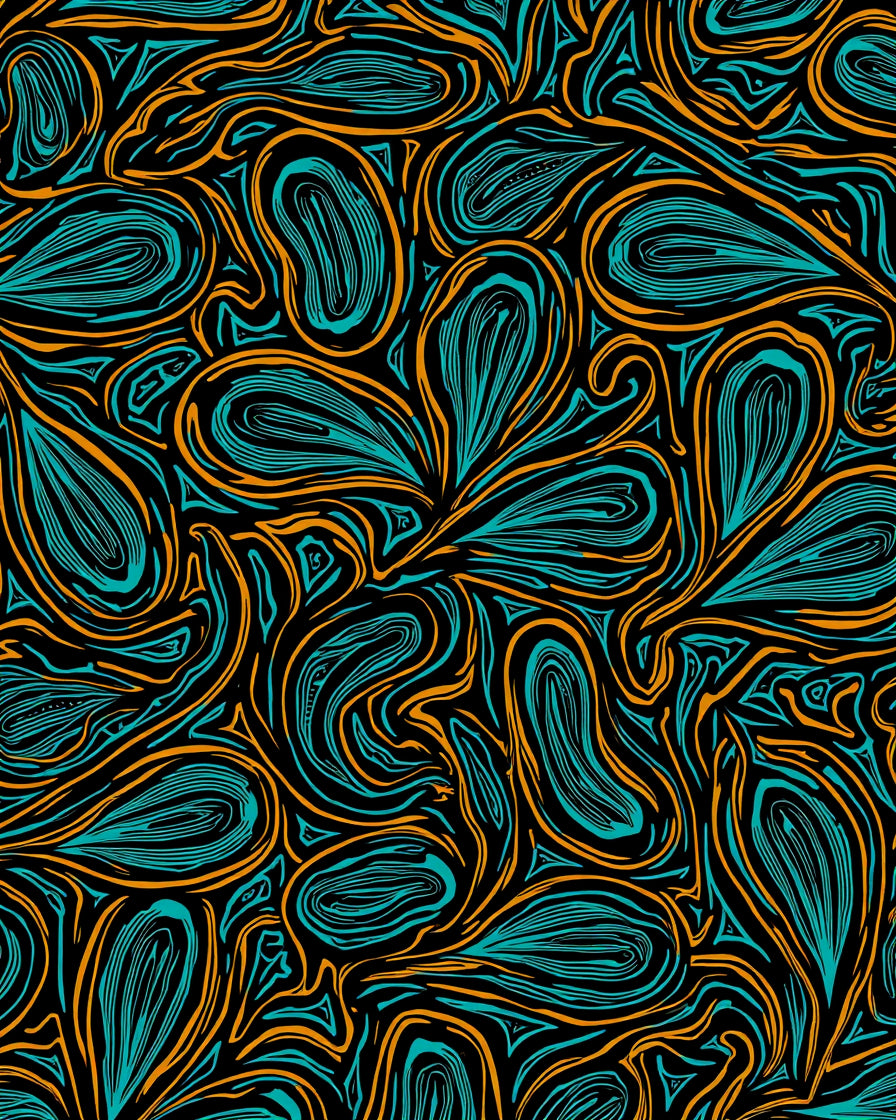 Abstract Teal Orange Swirls Pattern Rug