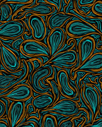 Abstract Teal Orange Swirls Pattern Rug