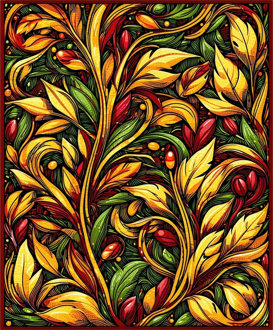 Intricate Floral Vine Pattern Rug