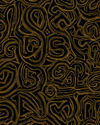 Black Gold Abstract Curvy Lines Design Rug