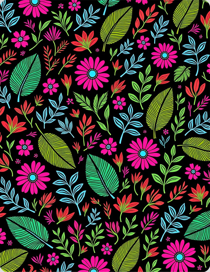 Vibrant Floral Leaf Pattern Rug