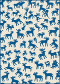 Blue Animal Silhouette Pattern Rug