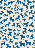 Blue Animal Silhouette Pattern Rug