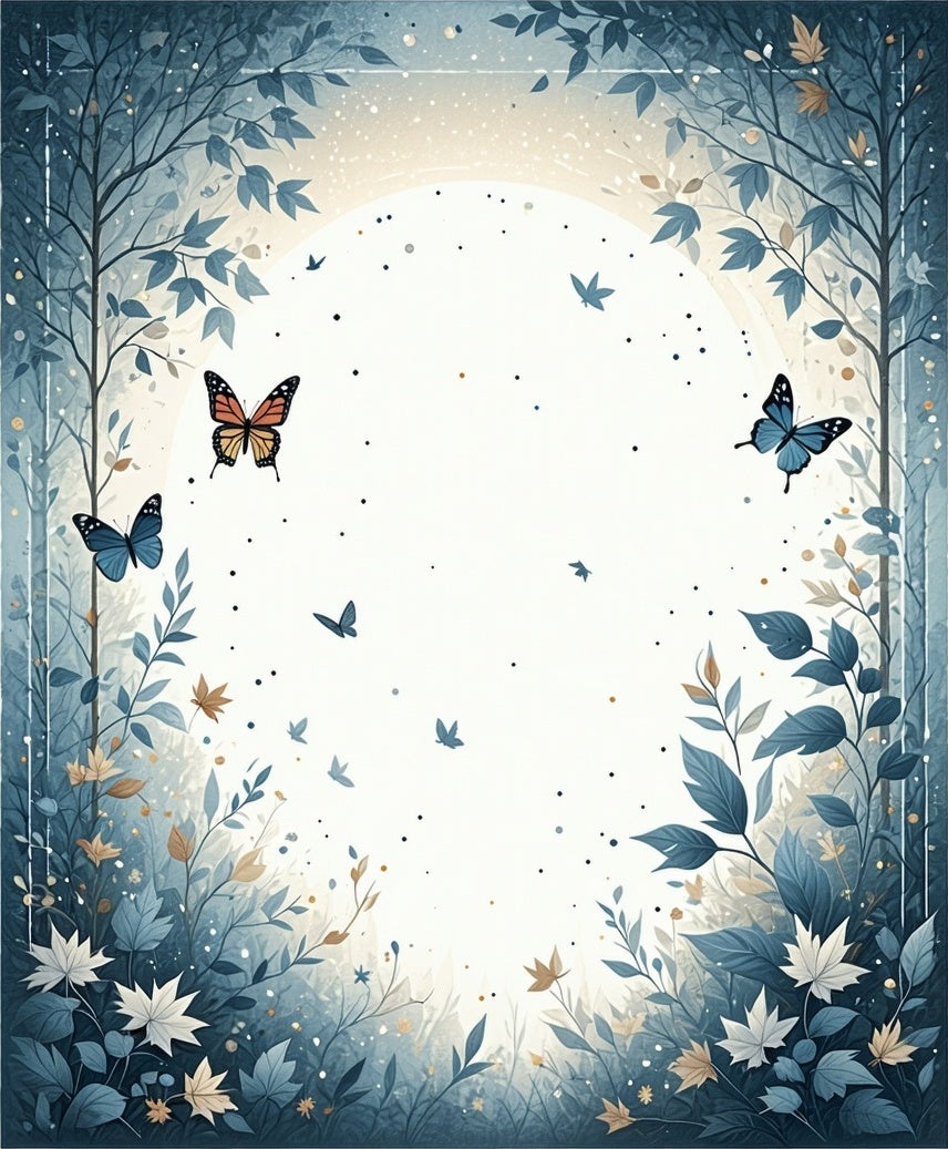 Whimsical Butterfly Botanical Forest Design Rug