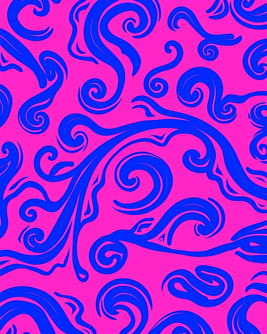 Vibrant Blue Swirl Pattern Design Rug