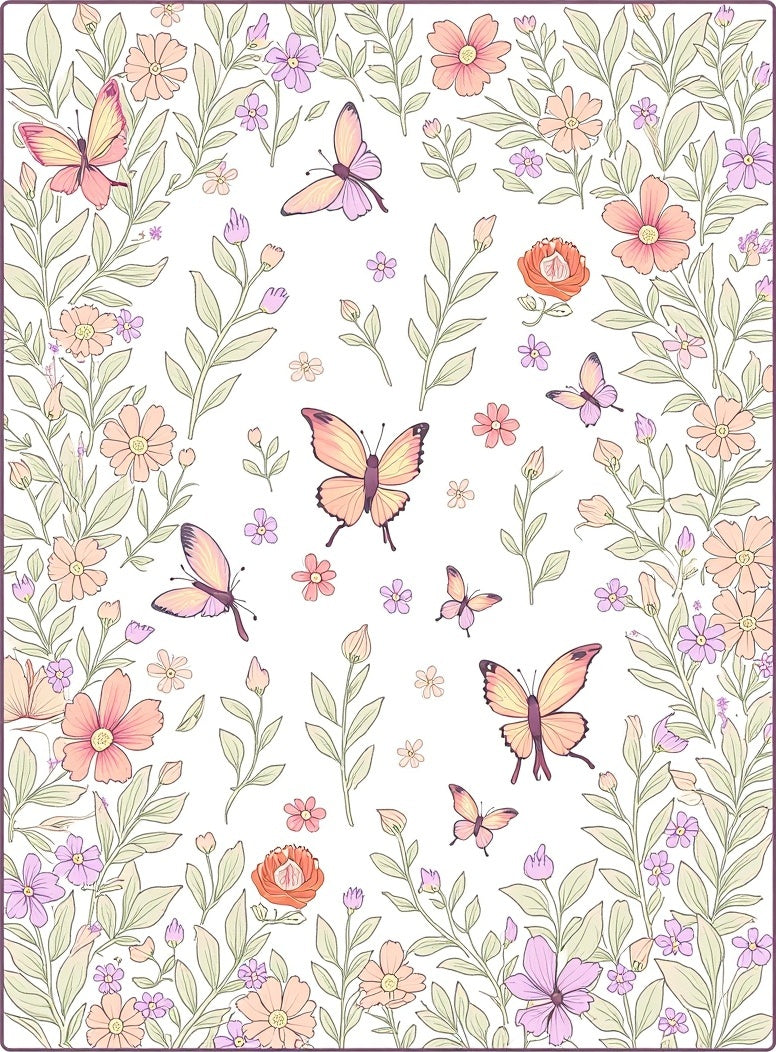 Pastel Butterflies And Floral Garden Rug
