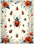 Whimsical Bug Floral Pattern Rug