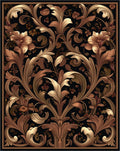 Ornate Floral Scrollwork Pattern Rug