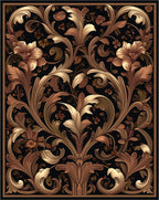 Ornate Floral Scrollwork Pattern Rug