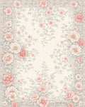 Soft Peaching Floral Vine Border Rug