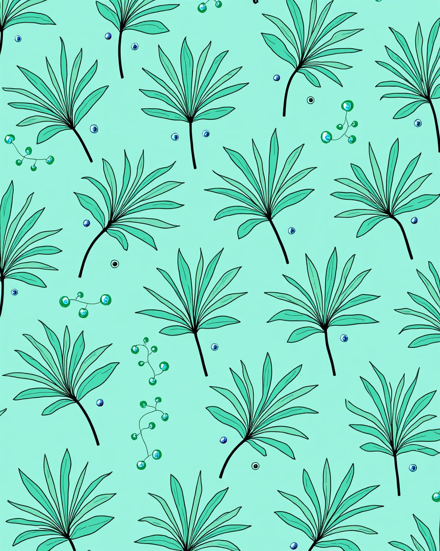 Tropical Leaf Water Drops Pattern Rug