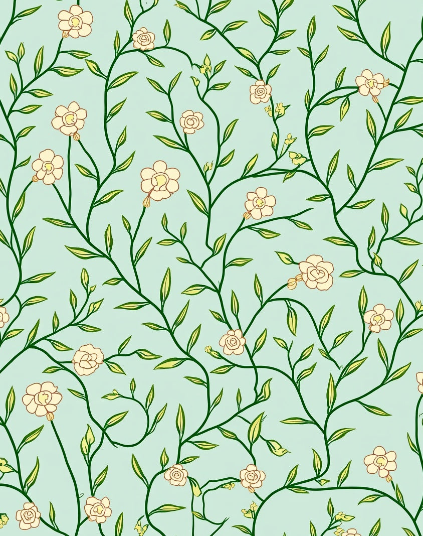 Botanical Vine Blossom Pattern Rug