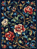 Ornate Floral Vines Dark Rug