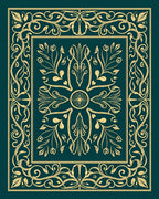 Art Nouveau Teal Floral Scroll Rug