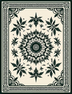 Black Floral Sunburst Medallion Cream Rug