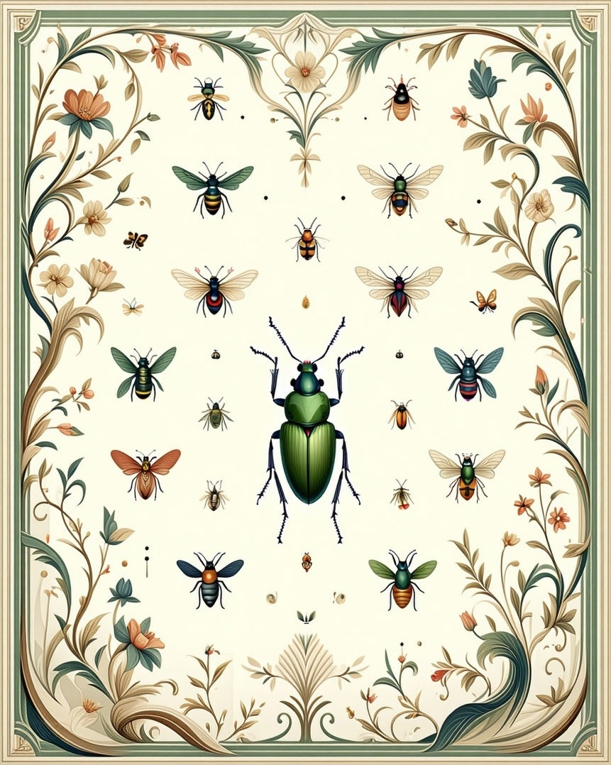 Nature Insect Floral Tapestry Pattern Rug