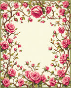 Floral Rose Vine Botanical Pattern Rug