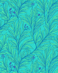 Teal Tropical Foliage Line Art Rug