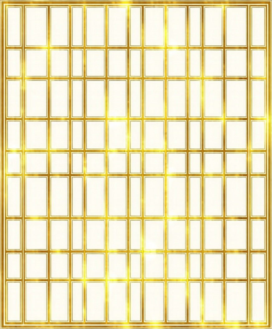 Elegant Gold Geometric Grid Rug