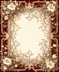 Antique Floral Vines Border Design Rug