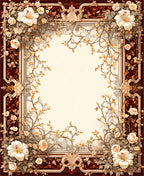 Antique Floral Vines Border Design Rug