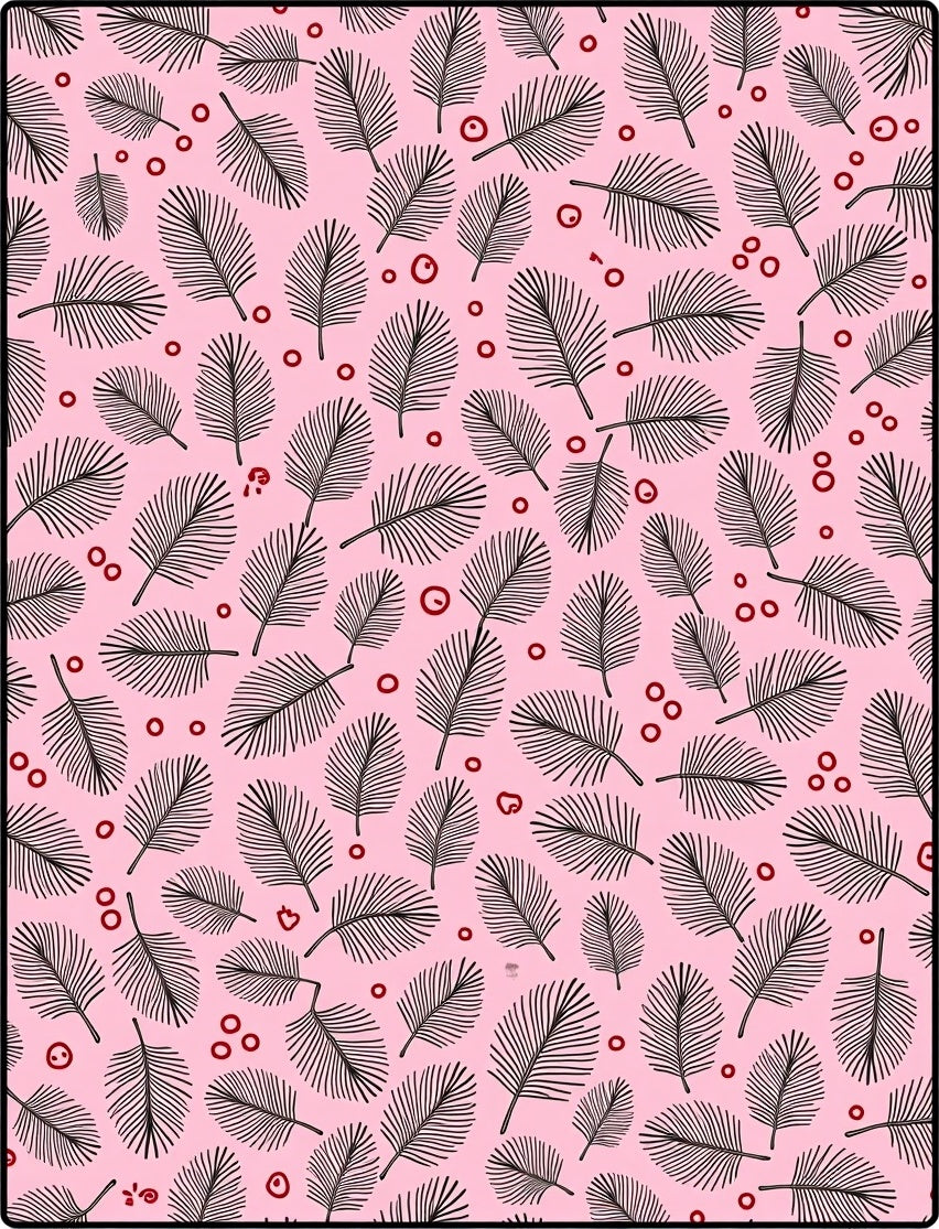 Pink Fern Leaf Circles Repeating Rug