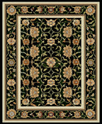 Elegant Black Floral Patterned Rug