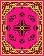 Vibrant Fuchsia Ornate Floral Medallion Rug