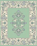 Vintage Floral Swirl Green Cream Rug