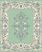 Vintage Floral Swirl Green Cream Rug