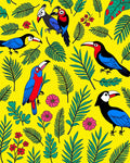 Vibrant Toucan Floral Jungle Design Rug