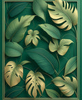 Emerald Green Leafy Tropical Design Rug
